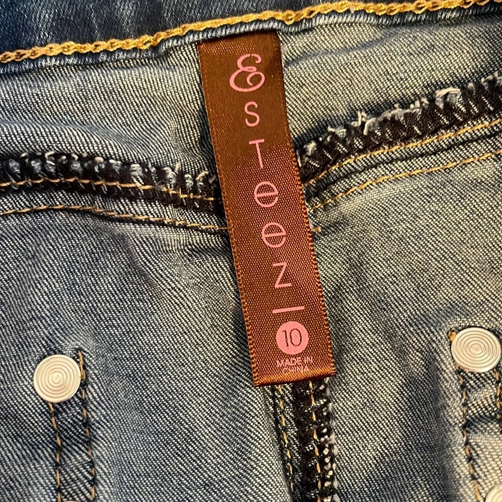 Esteez Women’s Denim Stretch Midi Skirt With Bottom Flare/Detailed StitchSize 10 - Picture 7 of 11